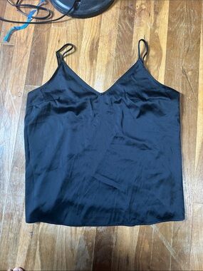 stars above Black Satin V-Neck Cami with Adjustable Straps